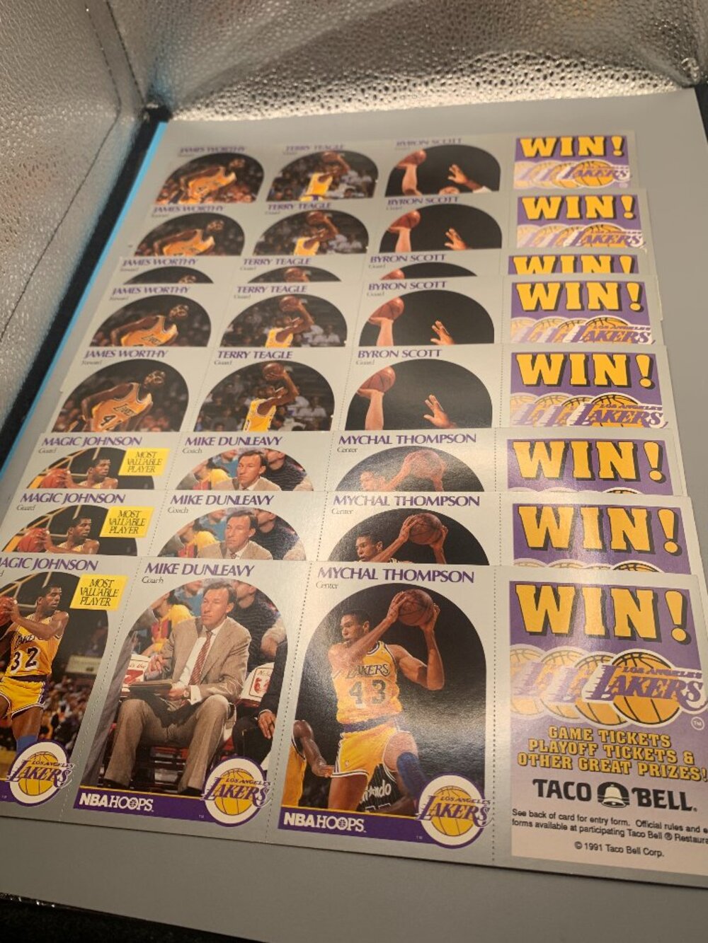 8CT 1991 NBA HOOPS L.A.LAKERS TACO BELL PROMOTION CARD